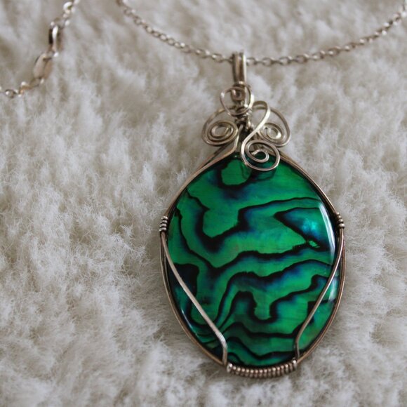 Abalone Pendant 925 sterling silver chain - Picture 2 of 3